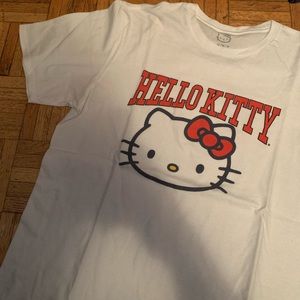 Vintage Hello Kitty Graphic T Shirt Varsity Logo Style College Tee Great Cond